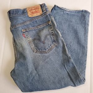 Levi's 550 Relaxed Fit 36x32" Whiskers Denim Blue Jeans Red Tab 100% Cotton